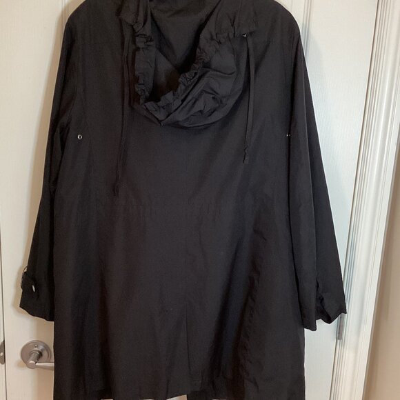 Alfani Womens Black Rain Coat Jacket Size L Hooded Lined Lightweight Windbreaker - Picture 6 of 11